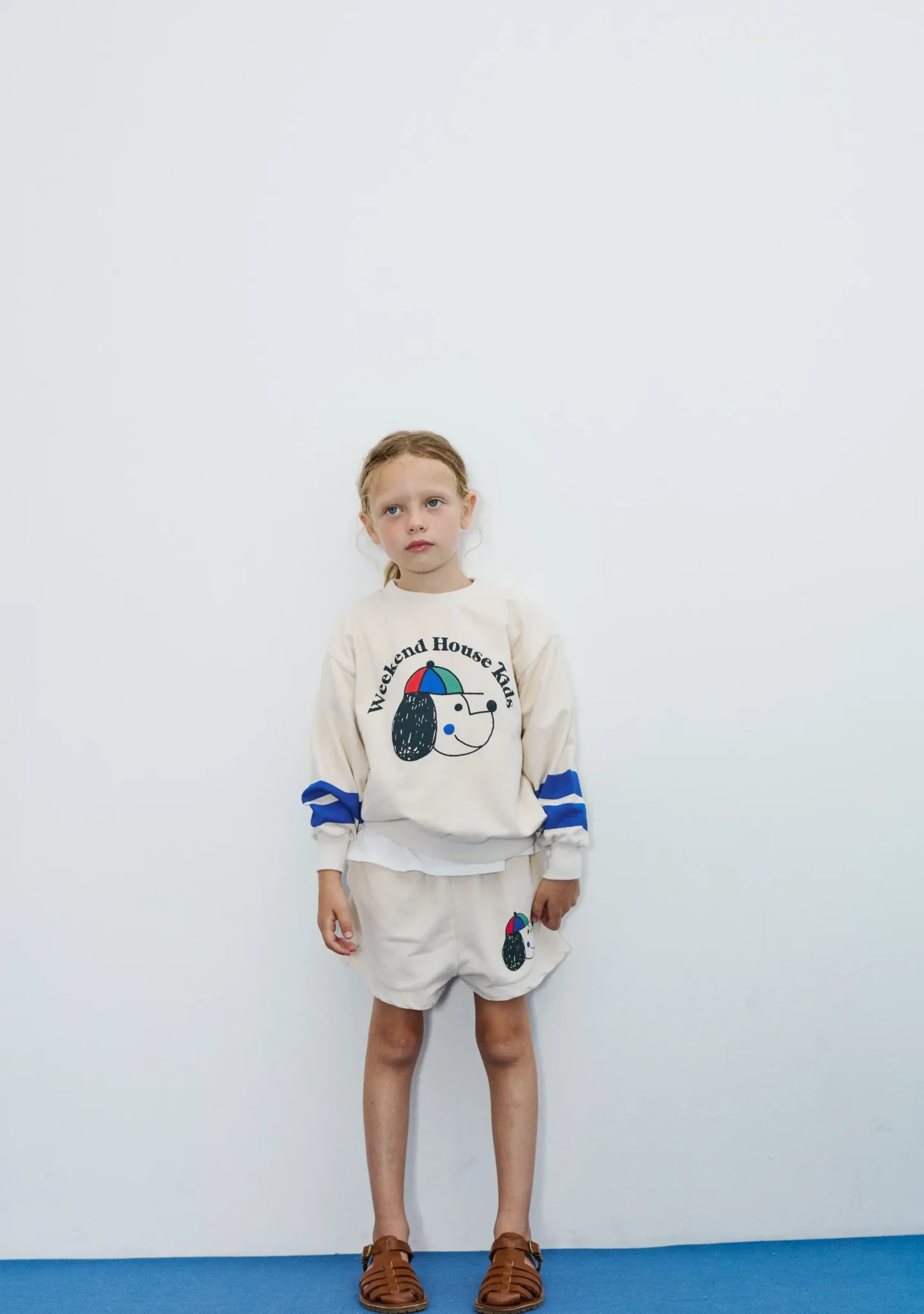 Happy dog striped sweatshirt (ecru)