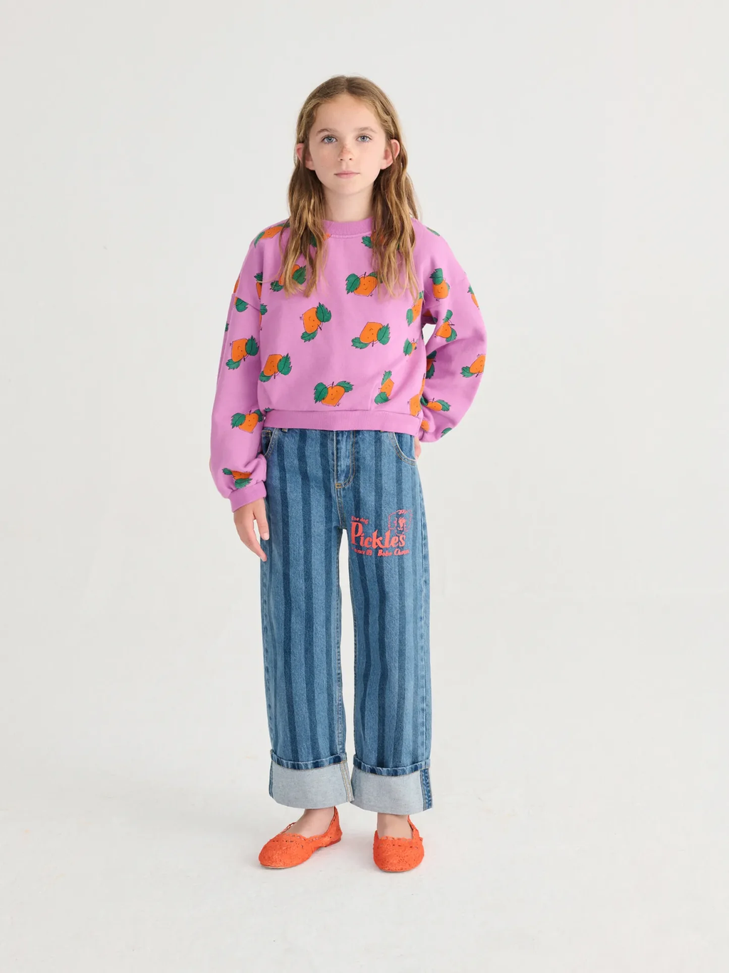 Tangerine all over cropped sweatshirt