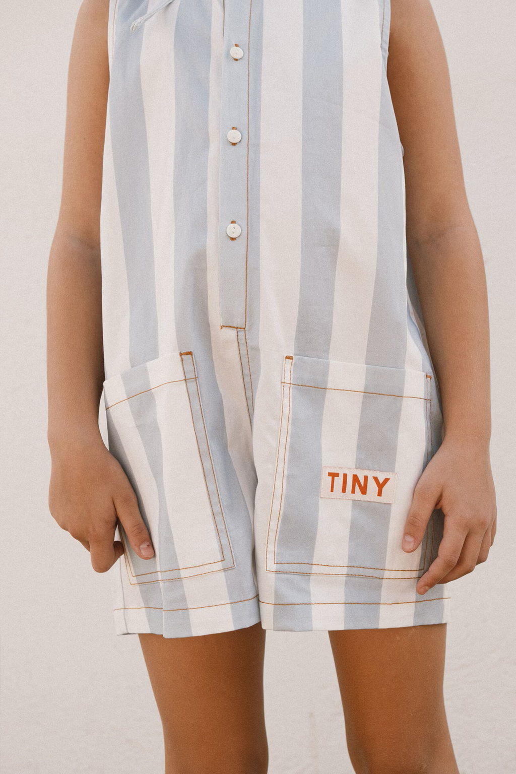 STRIPES TWILL SHORT ONE-PIECE