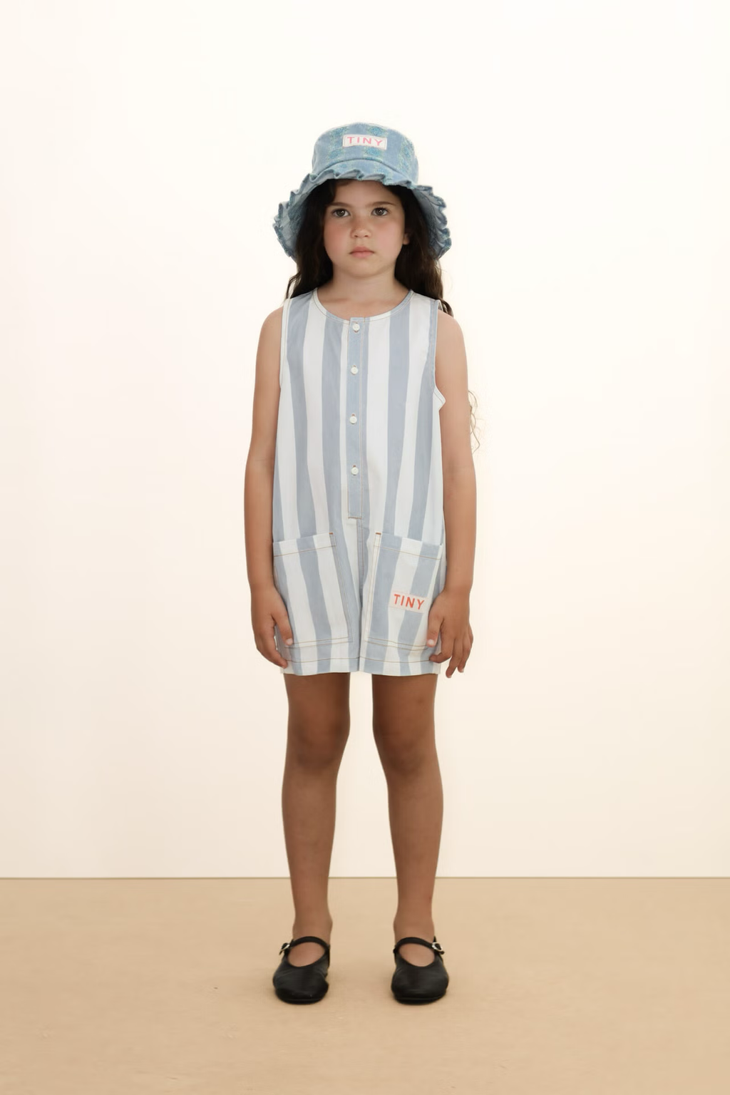 STRIPES TWILL SHORT ONE-PIECE
