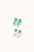 EMERALD STRIPES & FROG MEDIUM SOCKS